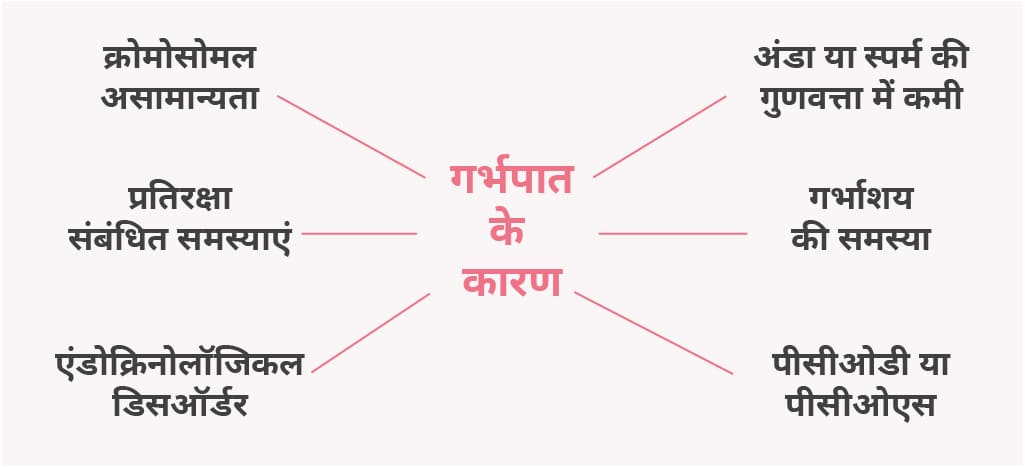 specifying reasons of misscarriage in form of flowchart in hindi